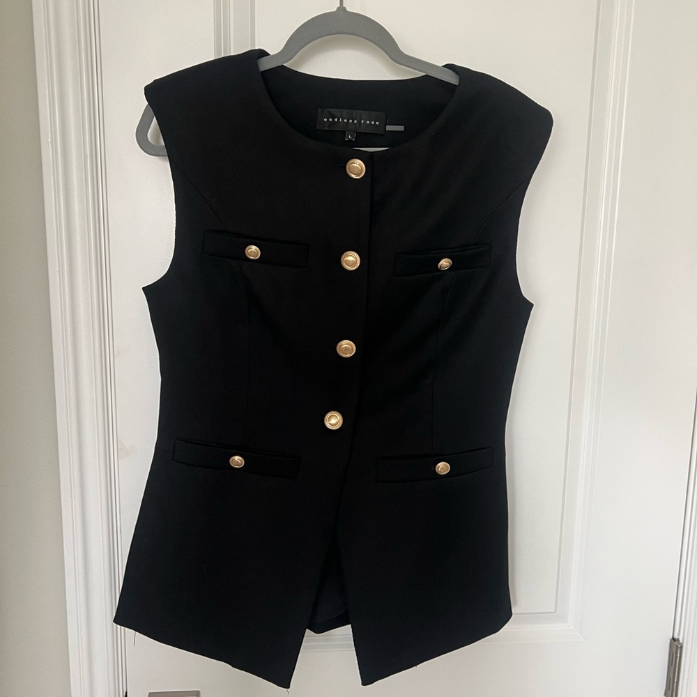Endless Rose Black vest with Gold Accent - Picture 5 of 7